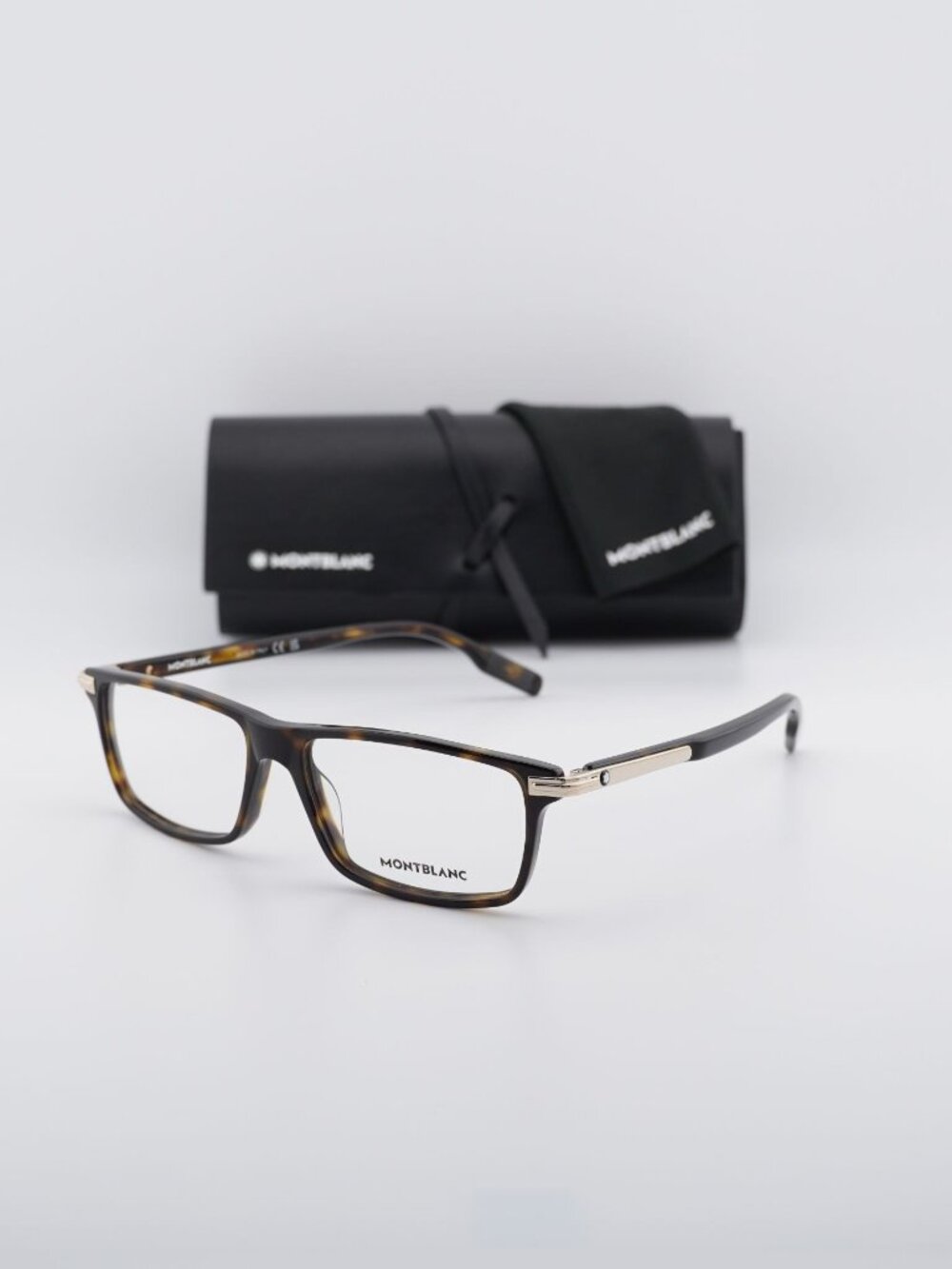 Montblanc MB0217O 002 Rectangle Eyeglasses 55mm – Havana/Gold